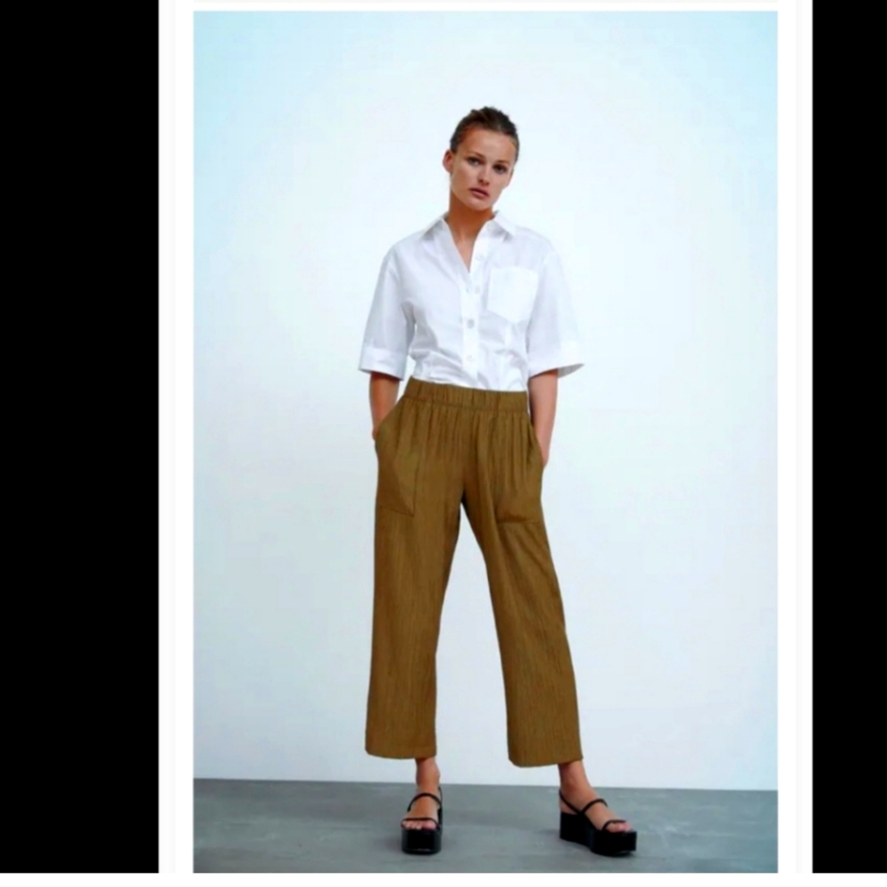 ZARA Women's Pull On High Waist Creased Effect Culottes pants  Size M nwt
